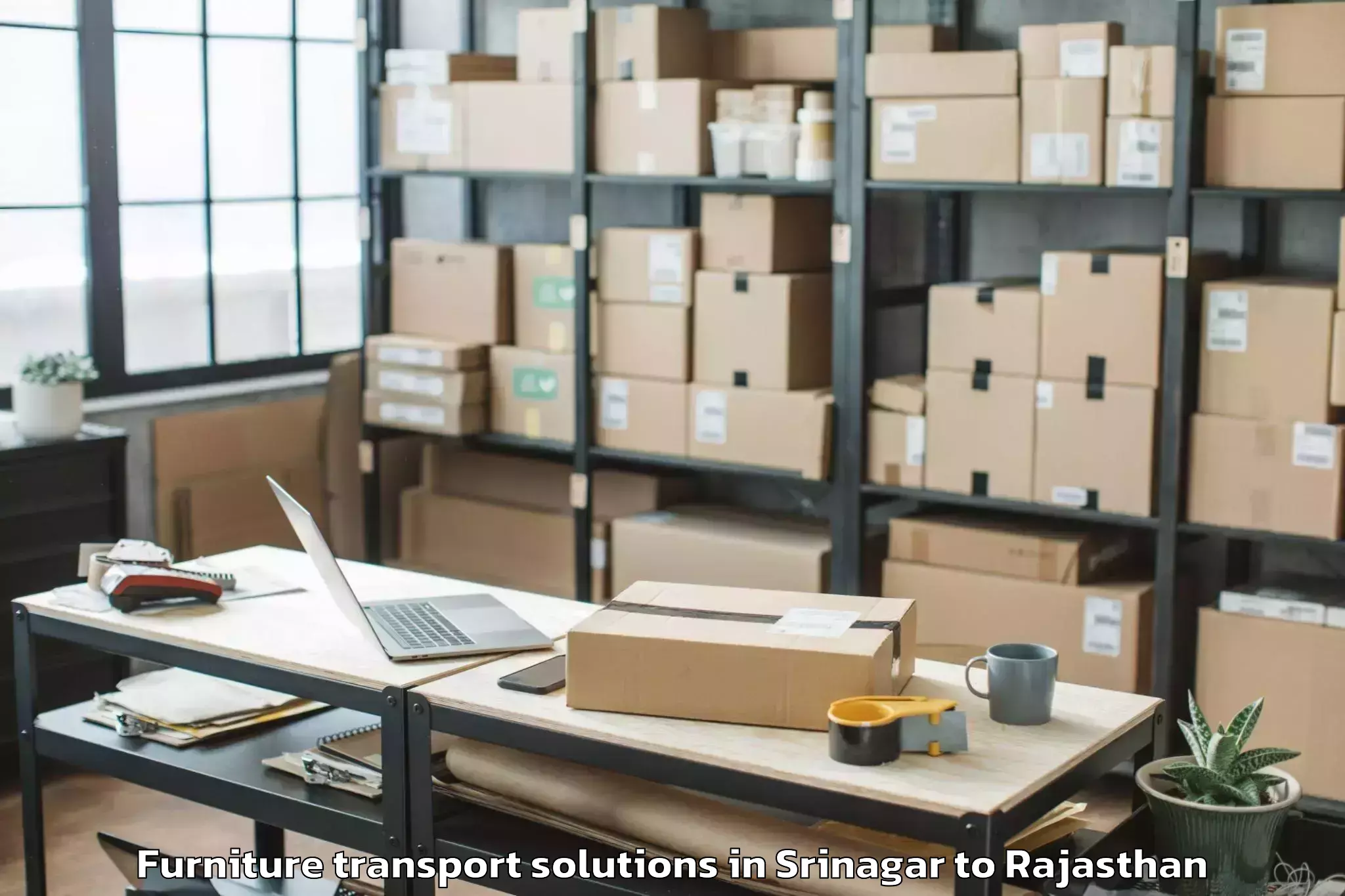 Reliable Srinagar to Baran Furniture Transport Solutions